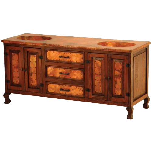 Copper Sink Cabinet Double Vanity