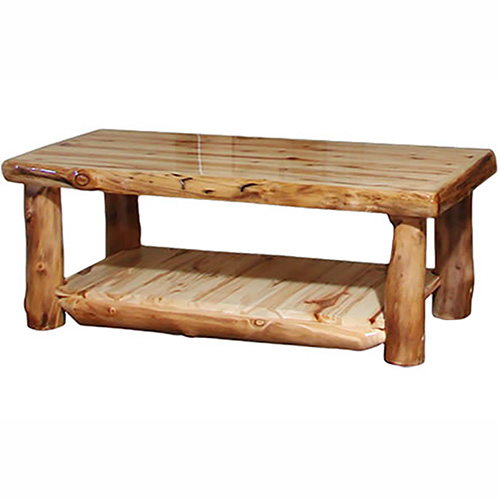 aspen log alpine shelf coffee table