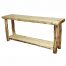 Light aspen log sofa table