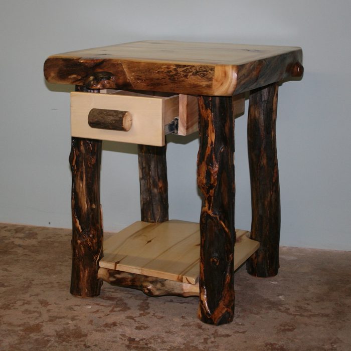 Dark Aspen Log 1 Drawer Nightstand with Shelf - Image 2