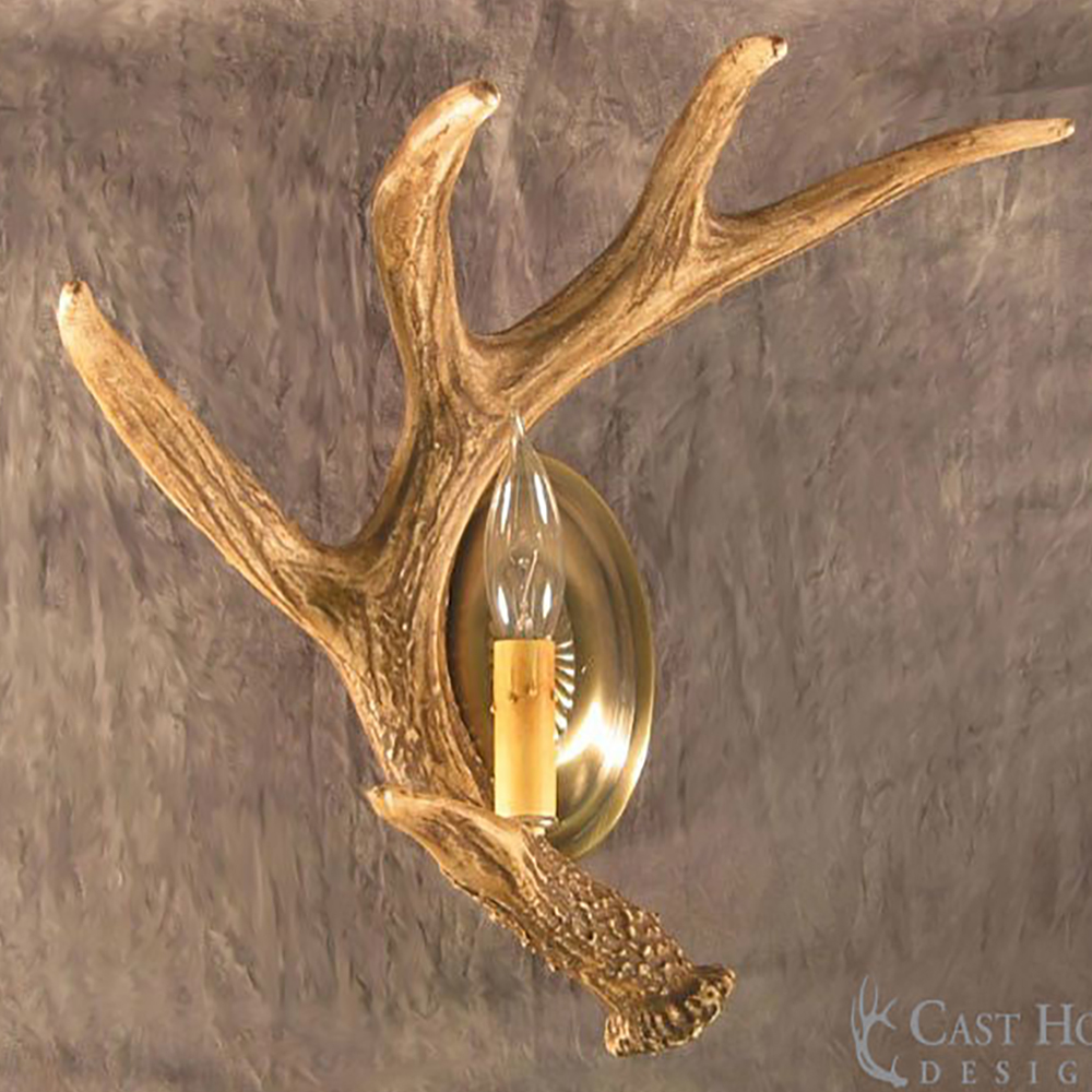 Whitetail Deer Left Antler Wall Sconce W1S LEFT