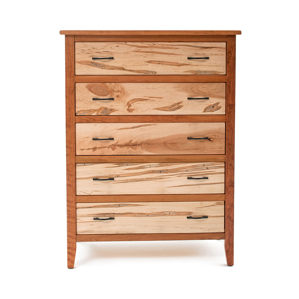 Denver 5 Drawer Chest–Maple-Cherry-Wood Tapered Legs 88423-WCM