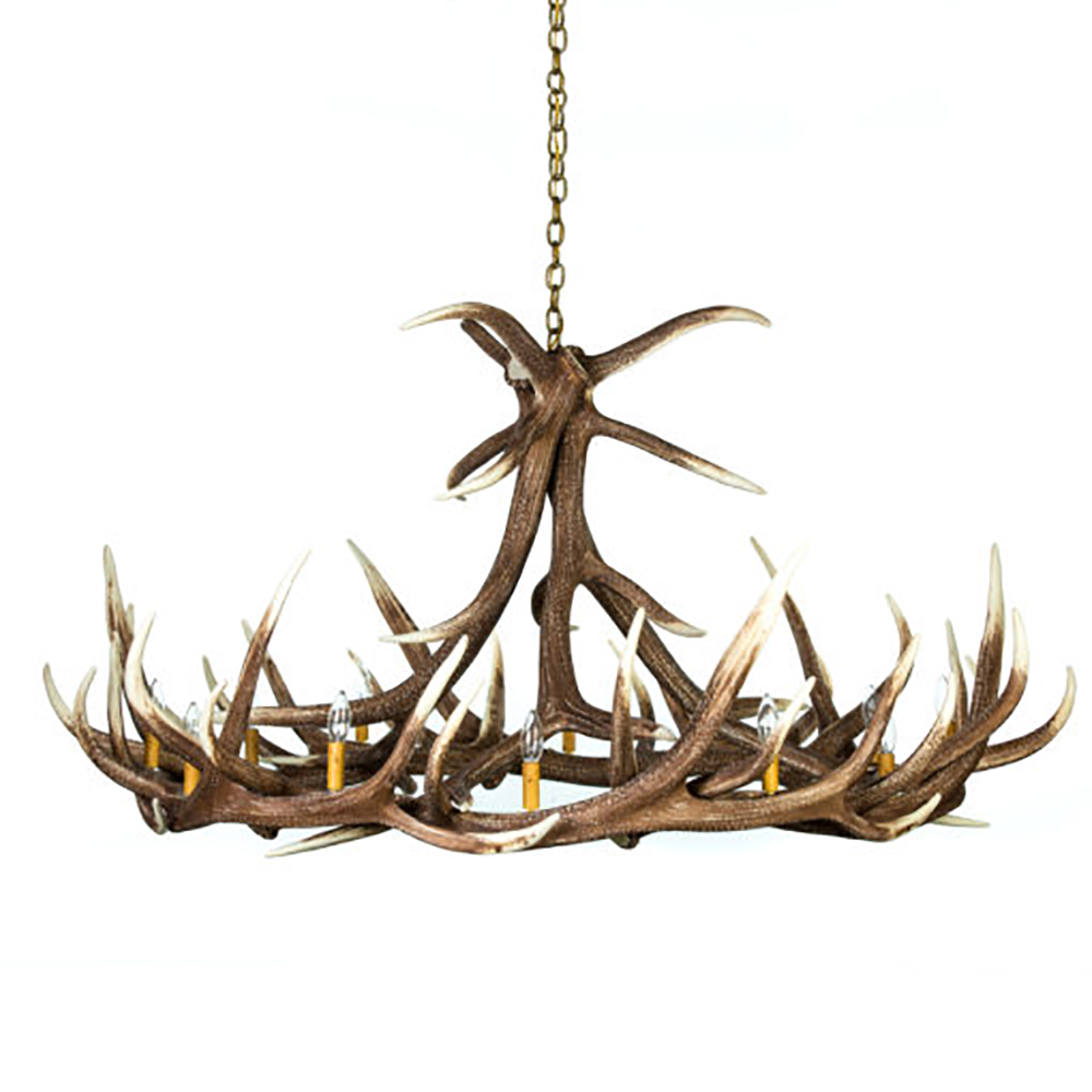 9 Antler Elk Chandelier Faux