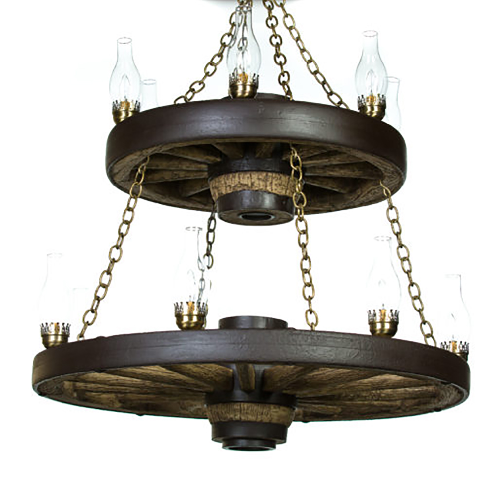 Double Wagon Wheel Chandelier WWDBL