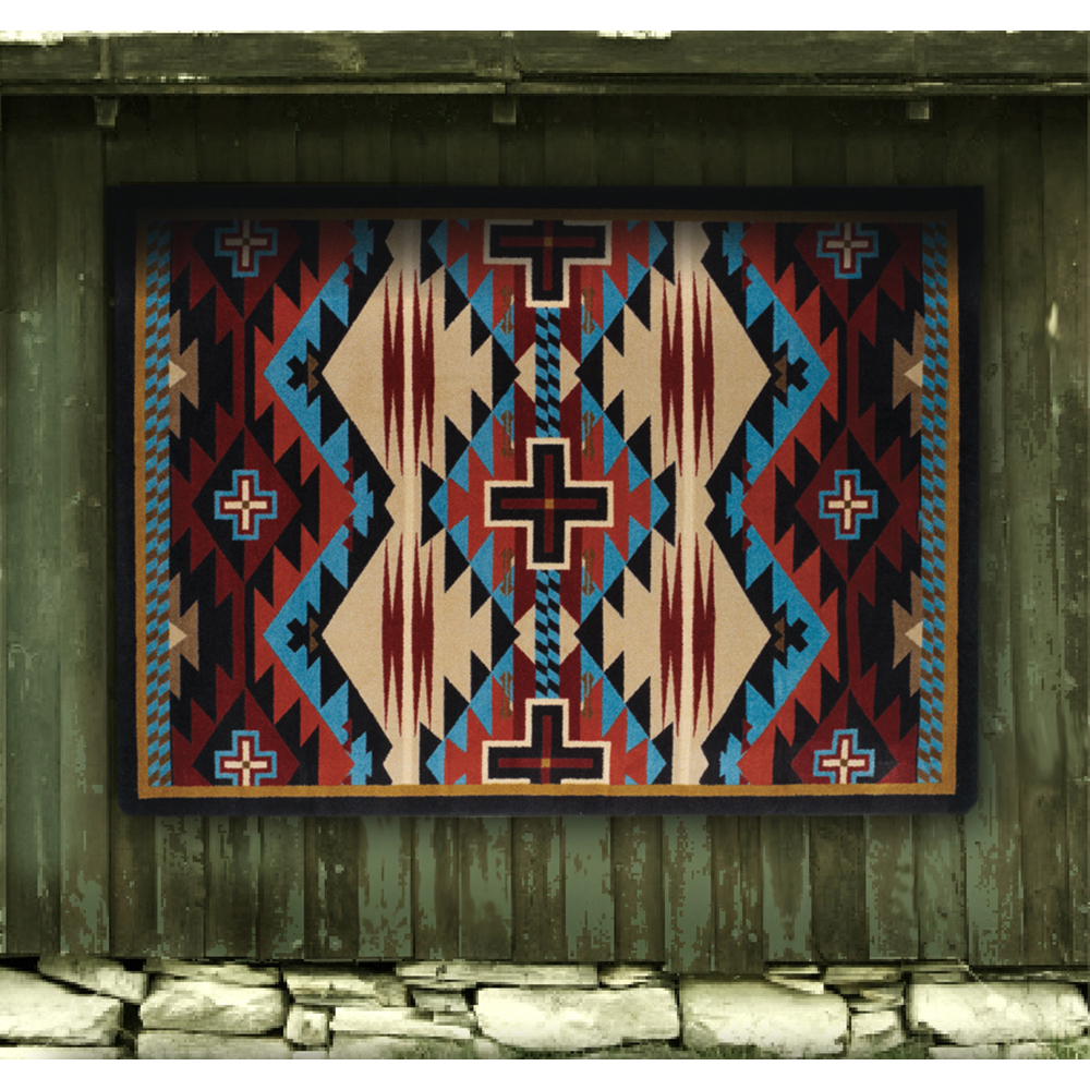 Rustic Cross Blue Rug