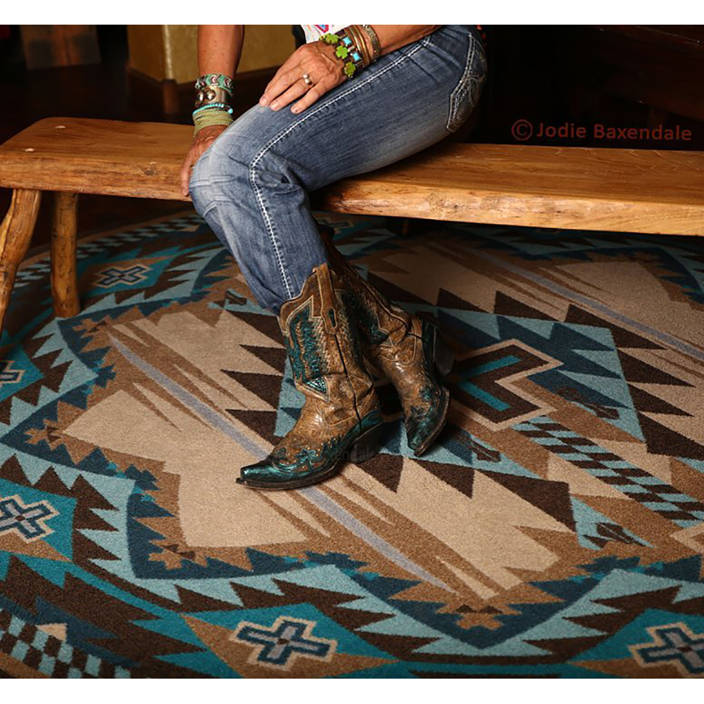 0080TIN201 Rustic Cross turquoise Indigo Rug