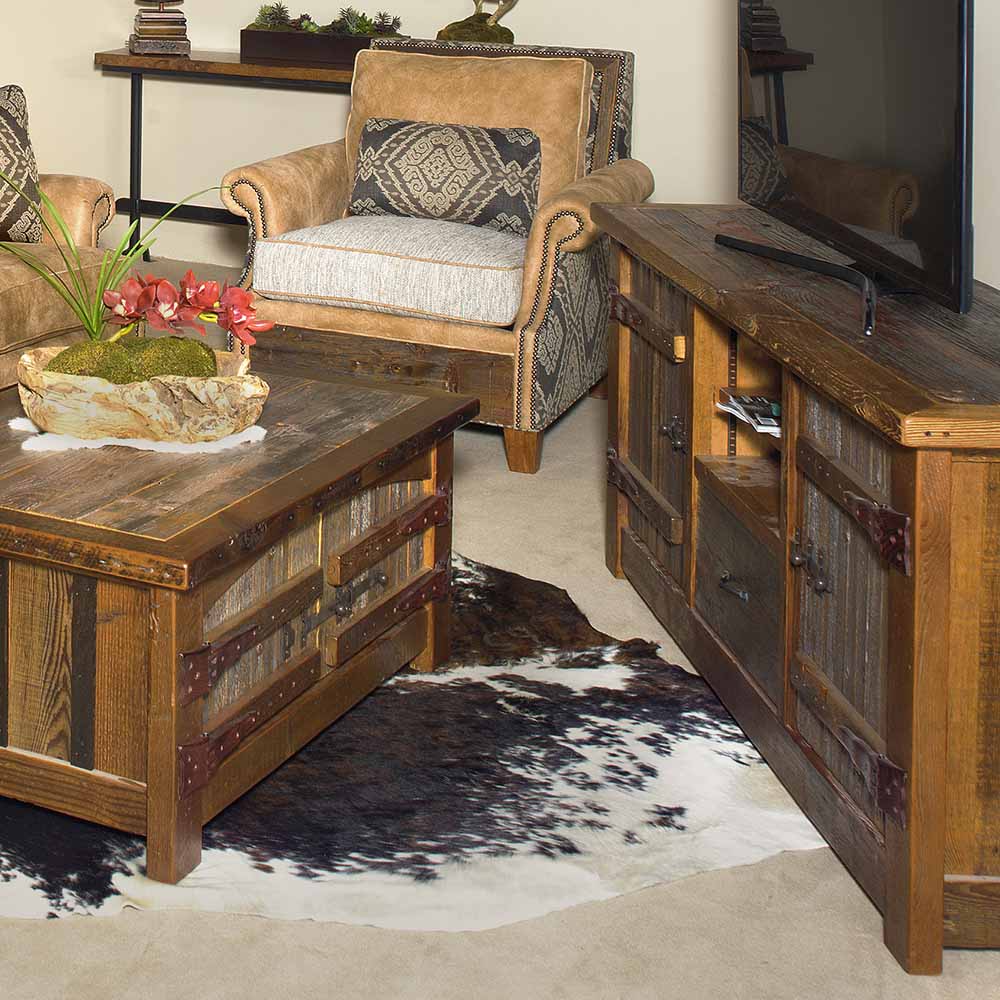 Heritage Ashland Reclaimed Barnwood 2 Door 1 Drawer T.V. Stand