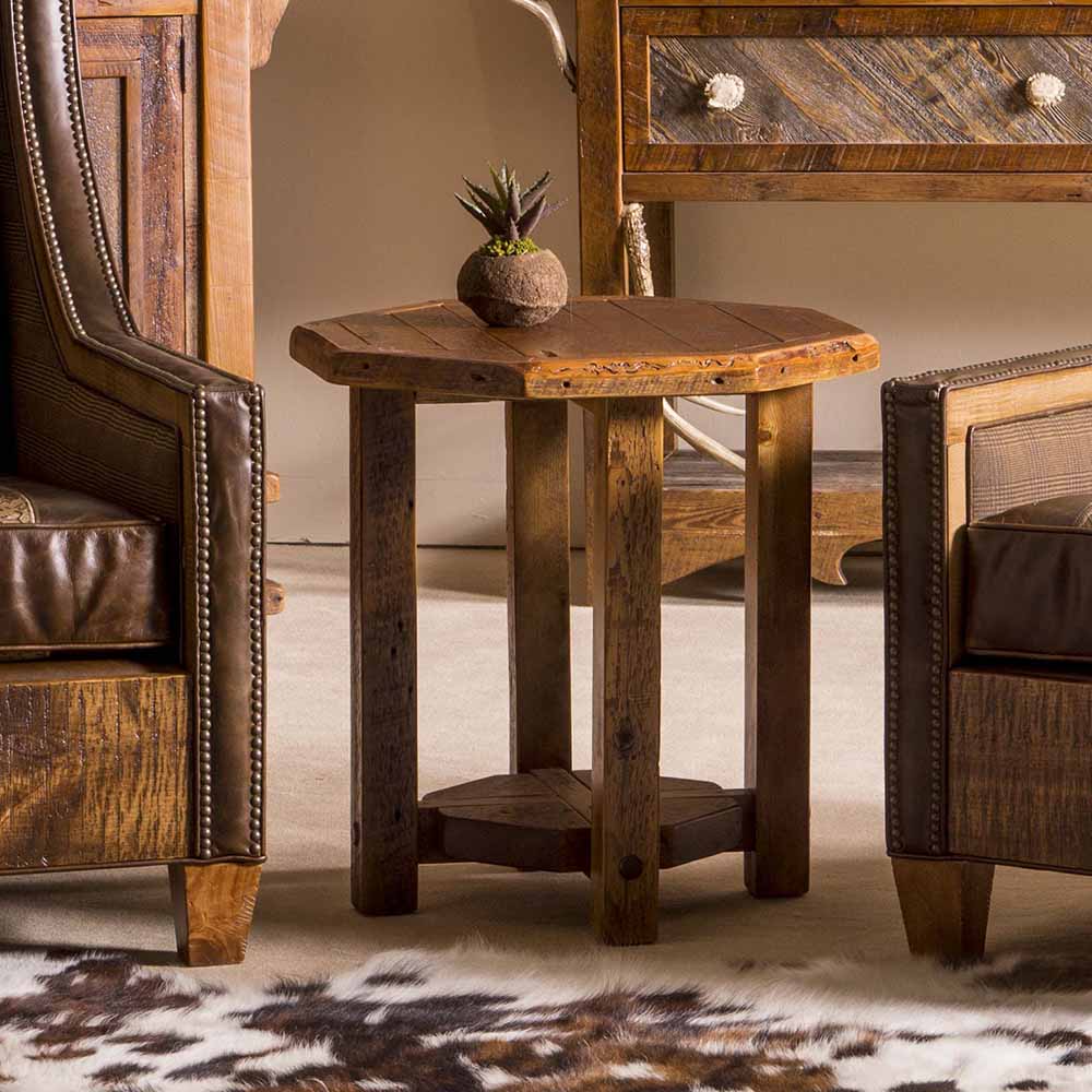 Stony Brooke Reclaimed Barn Wood Octagon Side Table 7204