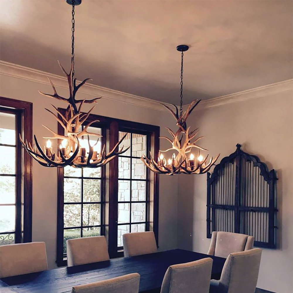 8 Light Tall Mule Deer Antler Chandelier AWC-3