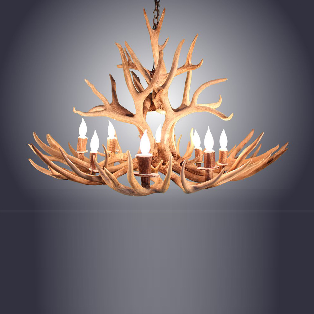 8 Light Oval Mule Deer Antler Chandelier AWC-5