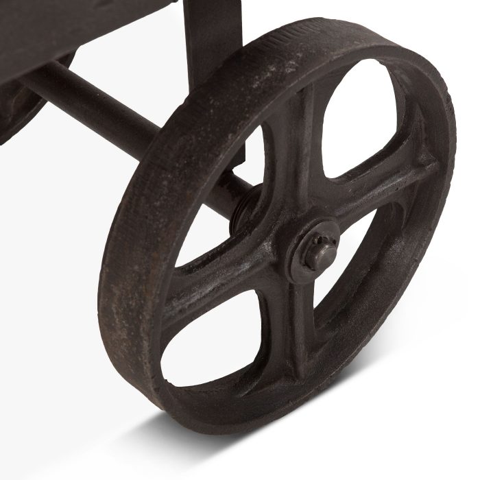 Industrial Teak 36" Reclaimed Wood Utility Cart Table - Image 2