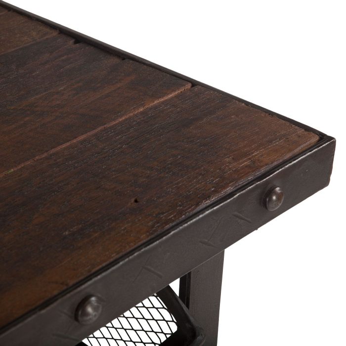 Industrial Teak 36" Reclaimed Wood Utility Cart Table - Image 3