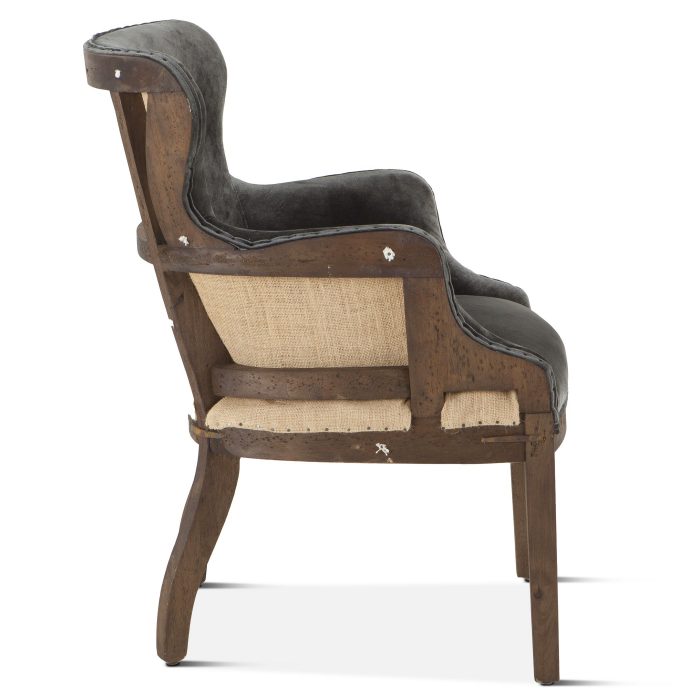 Elizabeth Gray Velvet Armchair with Exposed Frame - Image 3