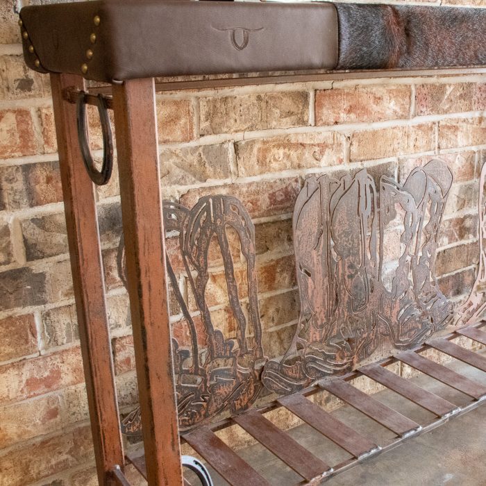 Texas Two Step Sofa Table with Cowhide - Image 3
