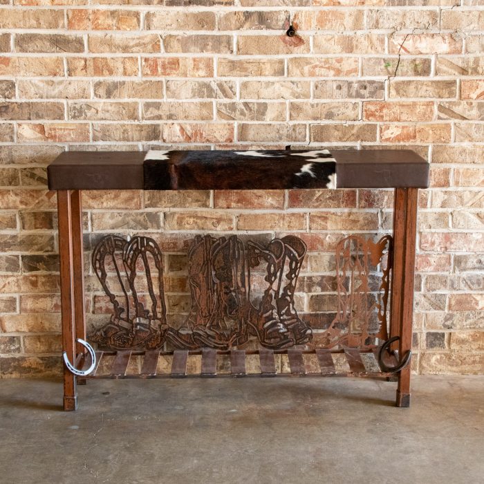 Texas Two Step Sofa Table with Cowhide - Image 2