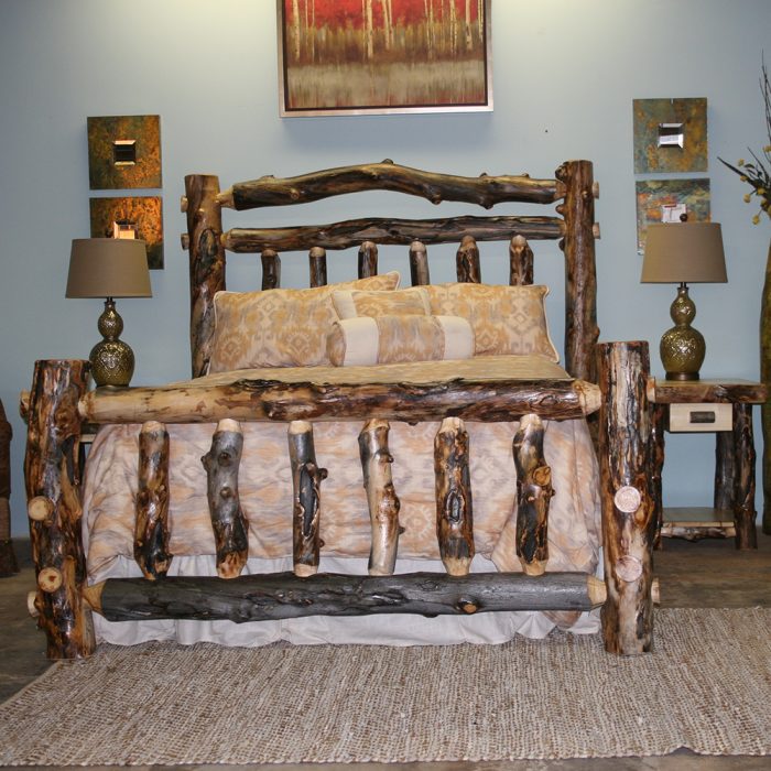 Dark Aspen Log Double Top Rail Bed