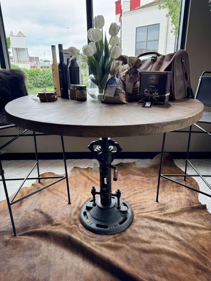 Eiffel 48" Gathering Table in Antique Teakwood