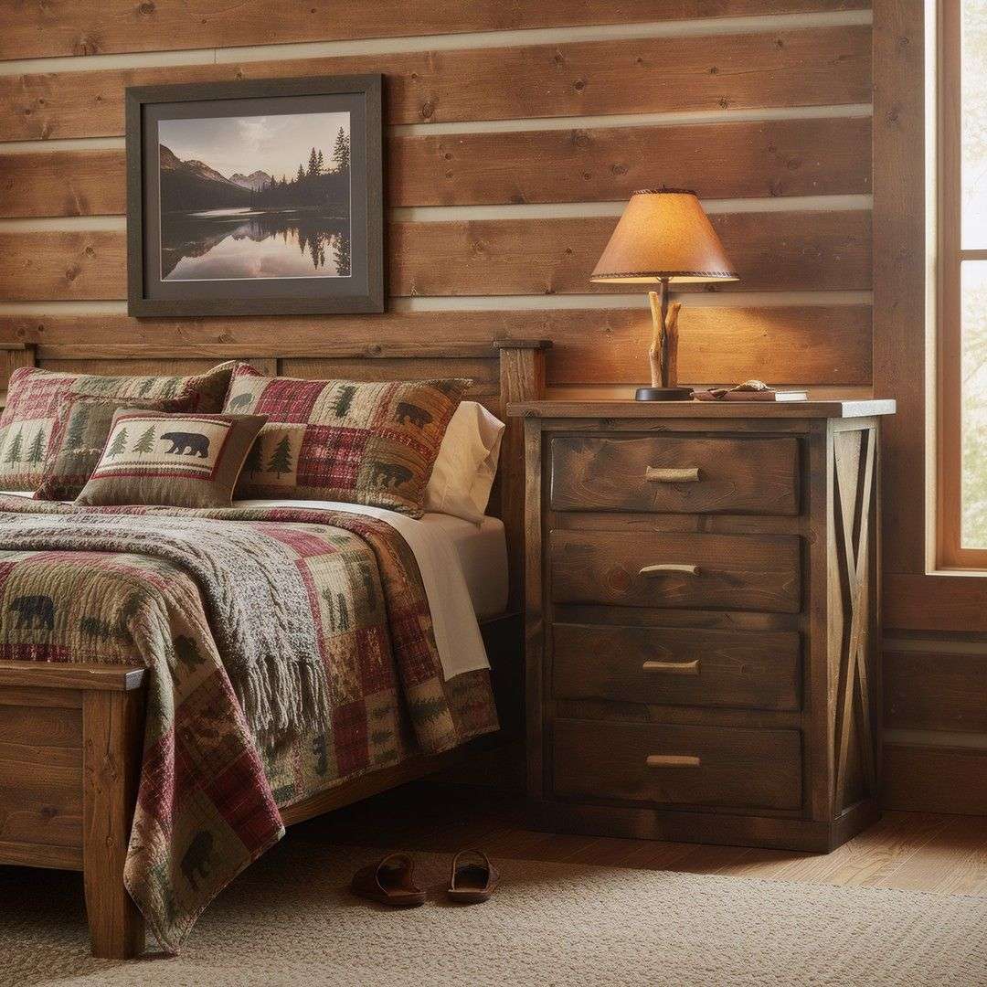 Reclaimed barnwood cabin bedroom furniture